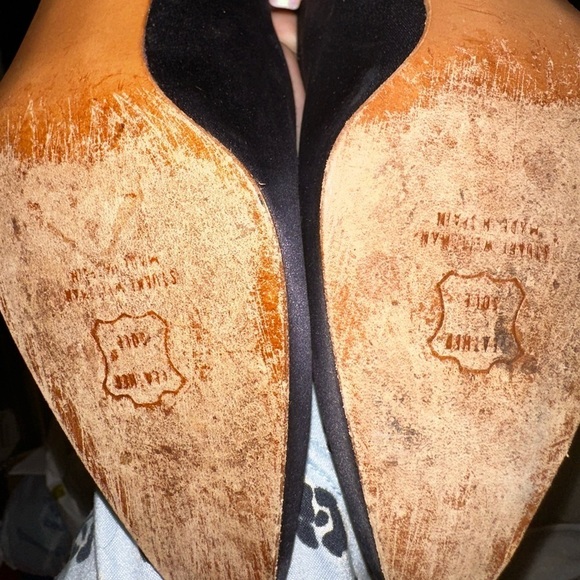 Vintage Stuart Weitzman women’s blue silk leather sole kitten heels 7 formal - Picture 14 of 14